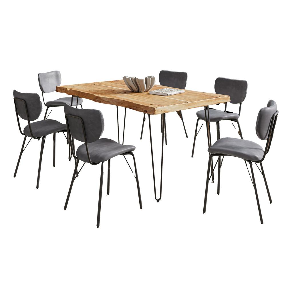Modern Dining Set with Upholstered Contemporary Chairs - Natural and Grey. Picture 1