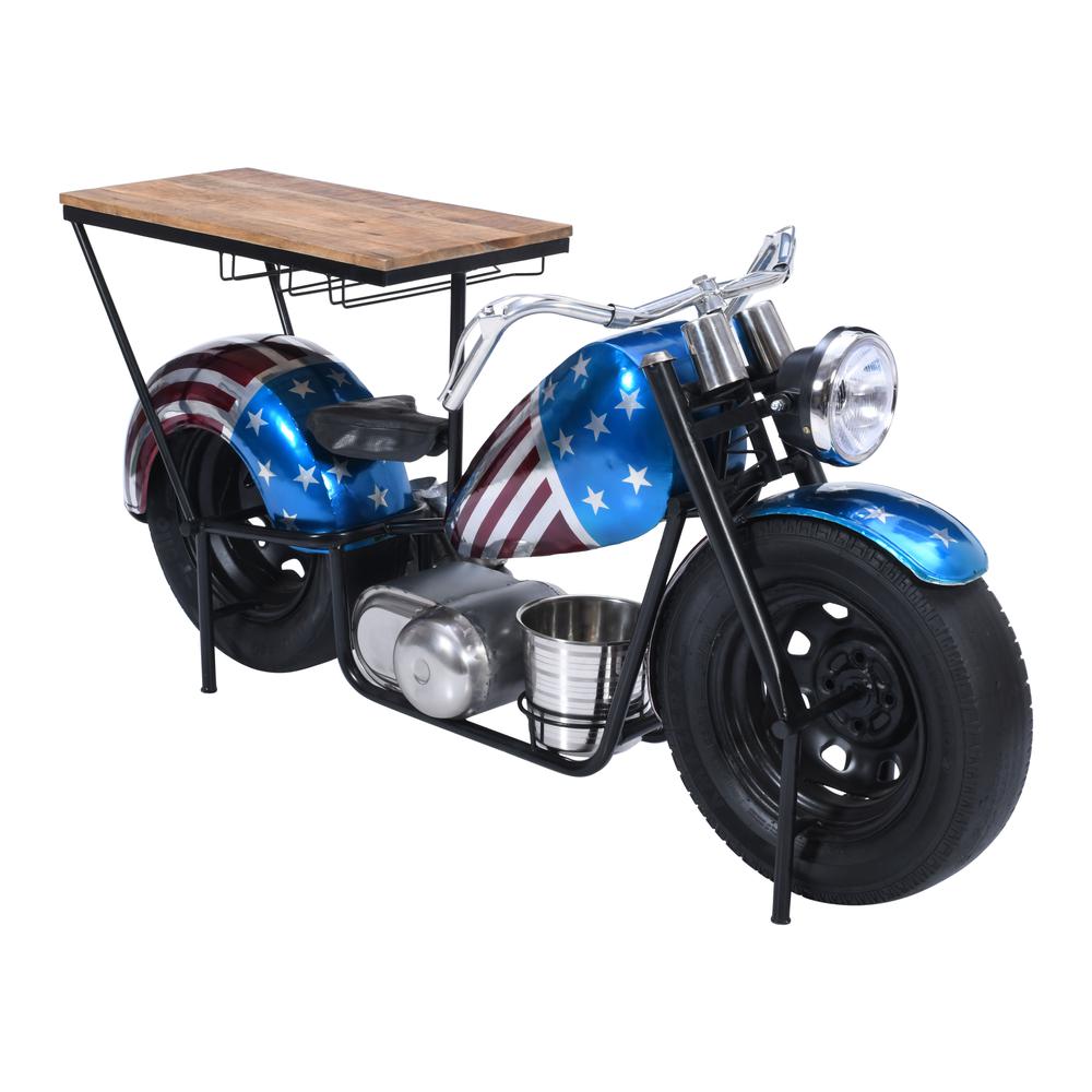 70" Patriotic American Flag Motorcycle Bar Console Table with Storage. Picture 2