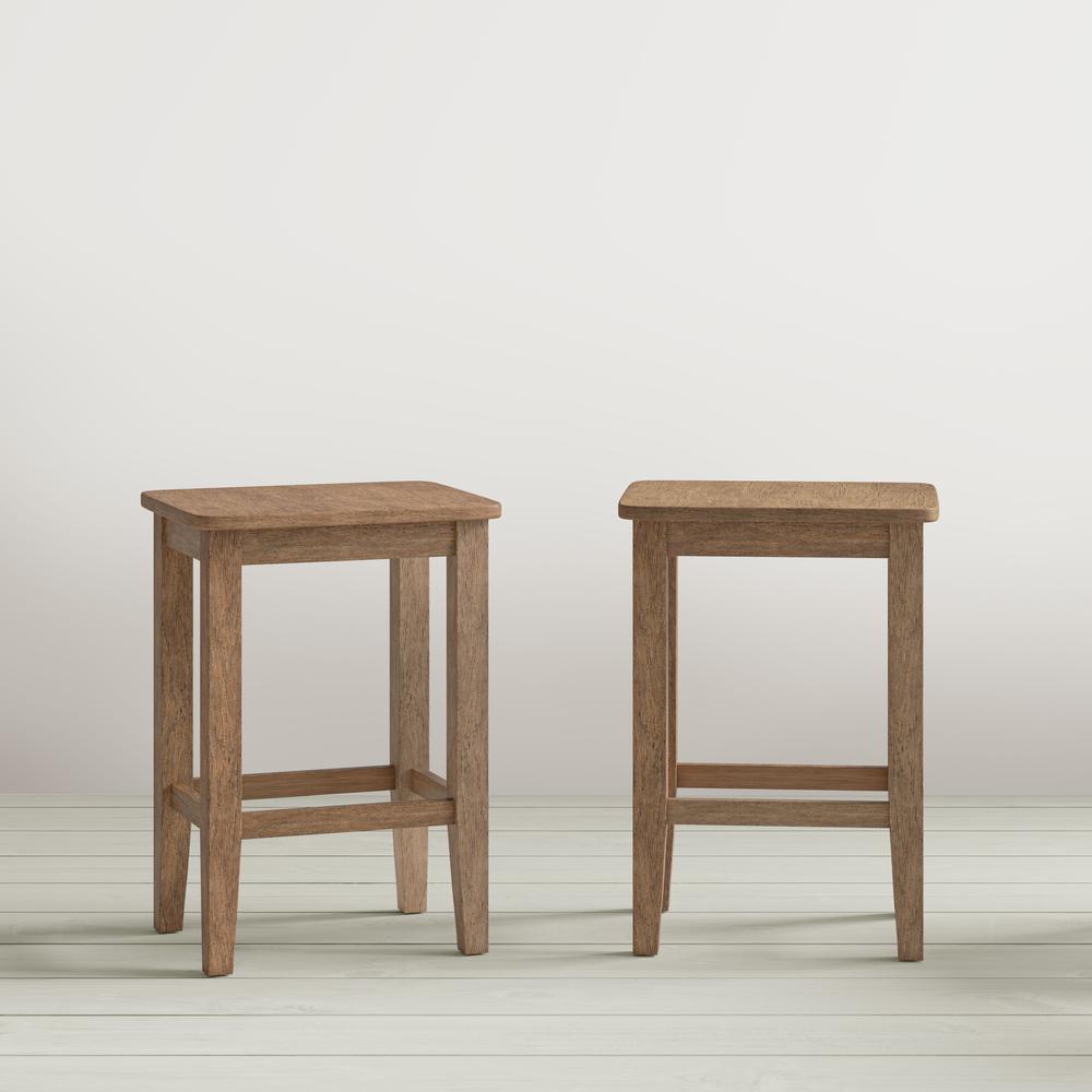 Coastal Wire-Brushed Acacia Three Piece Backless Counter Height Dining Set. Picture 8