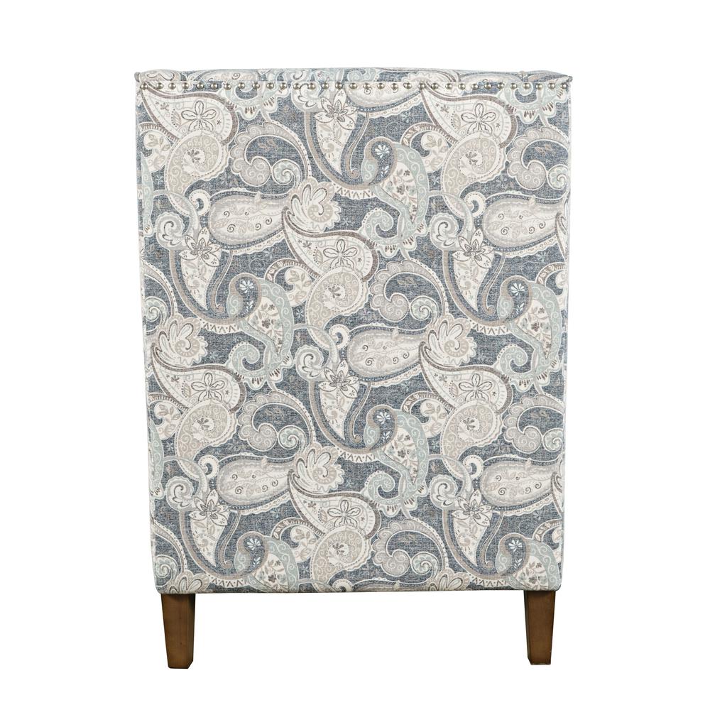 Paisley Fabric Transitional Upholstered Accent Chair with Nailhead Trim. Picture 3