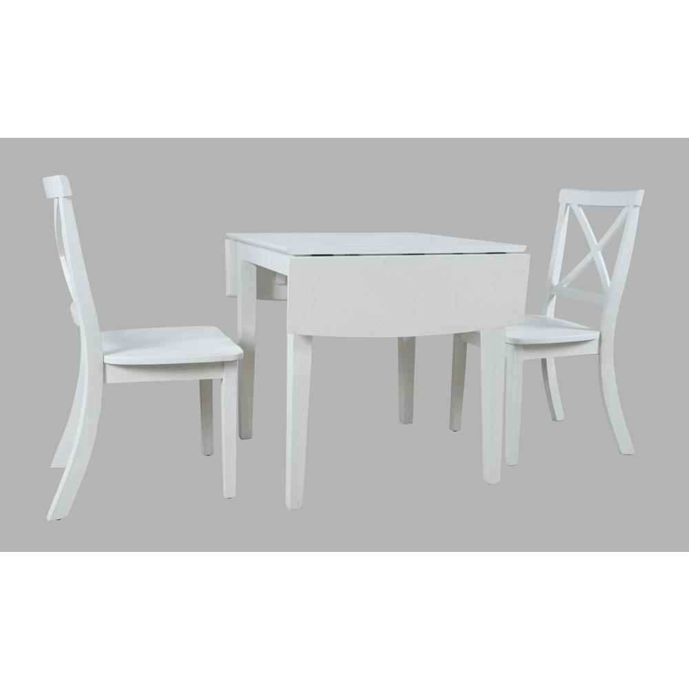 Coastal Wire-Brushed Acacia Three Piece Cross-Back Dining Set. Picture 2
