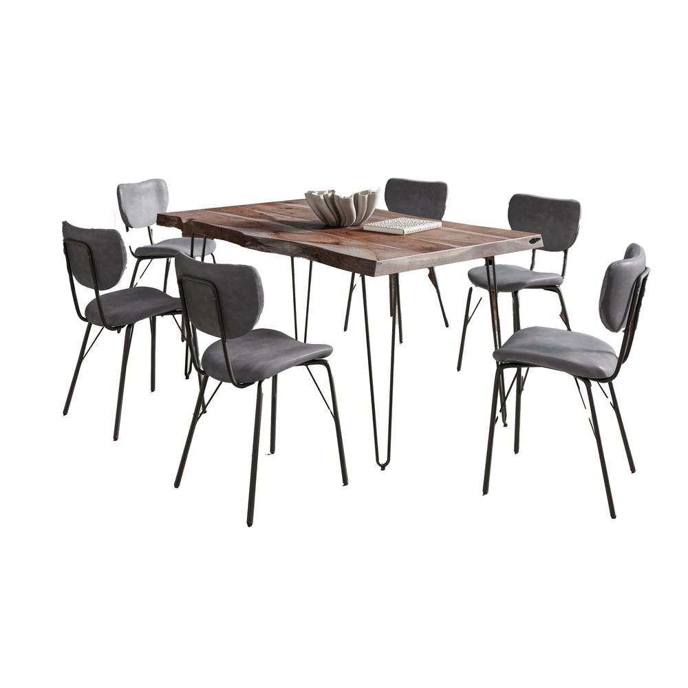 Modern Dining Set with Upholstered Contemporary Chairs - Slate and Slate Blue. Picture 1