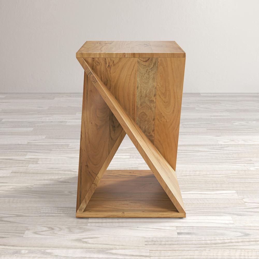 Solid Mango Hardwood Modern Angled Jasper Table. Picture 8