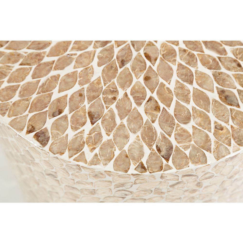 Global Archive Round Terrazzo Handcrafted Capiz Shell Accent Table. Picture 5