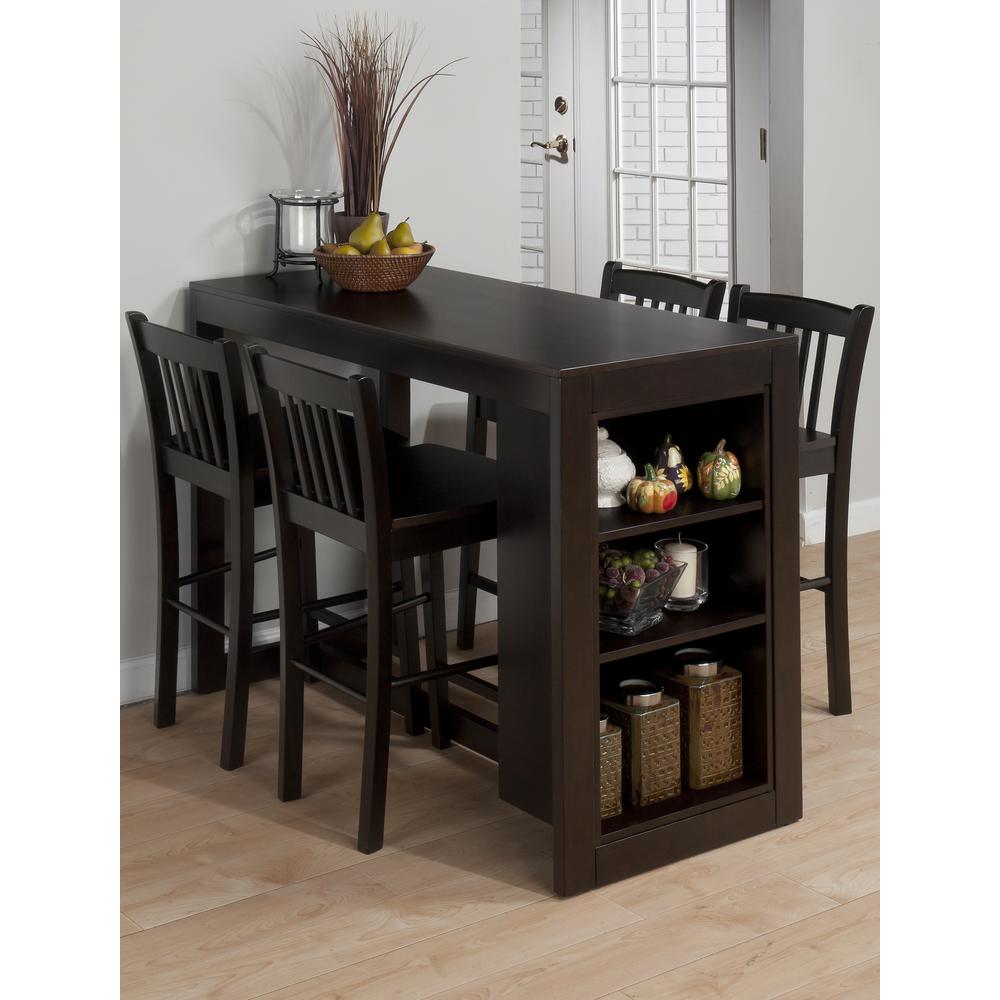 Counter Height Dining Table with Shelving - Merlot. Picture 1