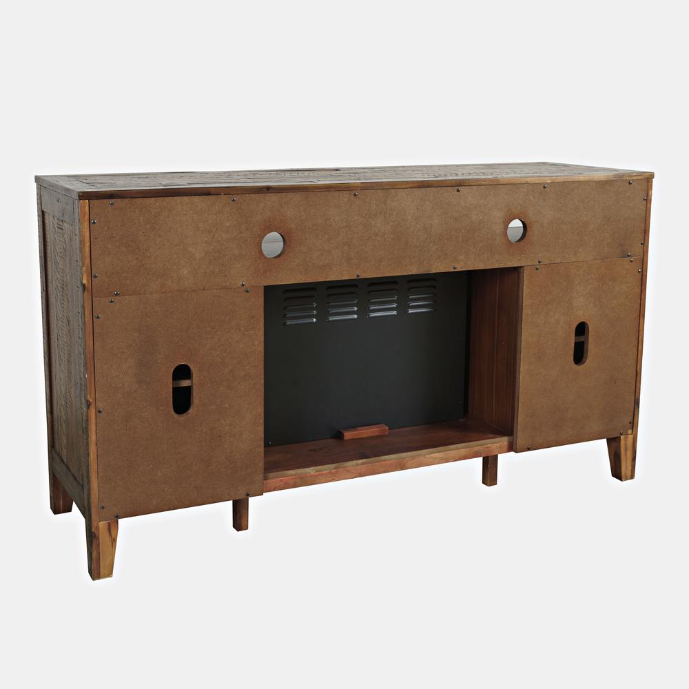 Painted Canyon Rustic 60" Storage Console TV Stand with Electric Fireplace. Picture 4
