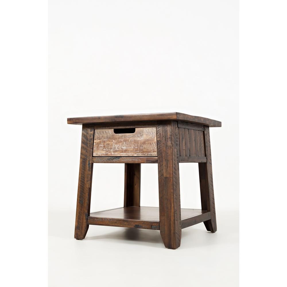 Rustic Solid Acacia  End Table. Picture 2