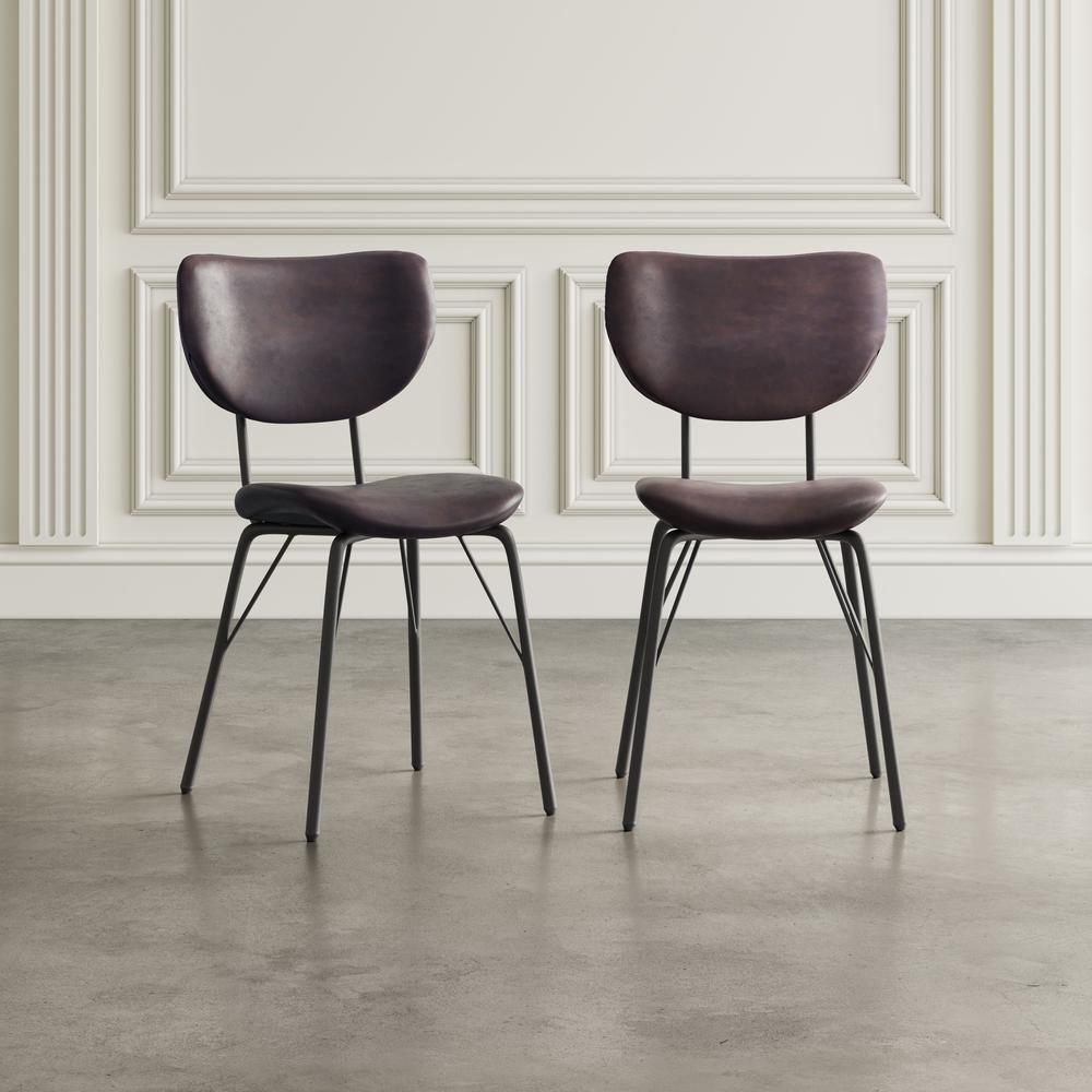 Contemporary Modern Faux Leather Split-Back Upholstered Dining Chair (Set of 2). Picture 11