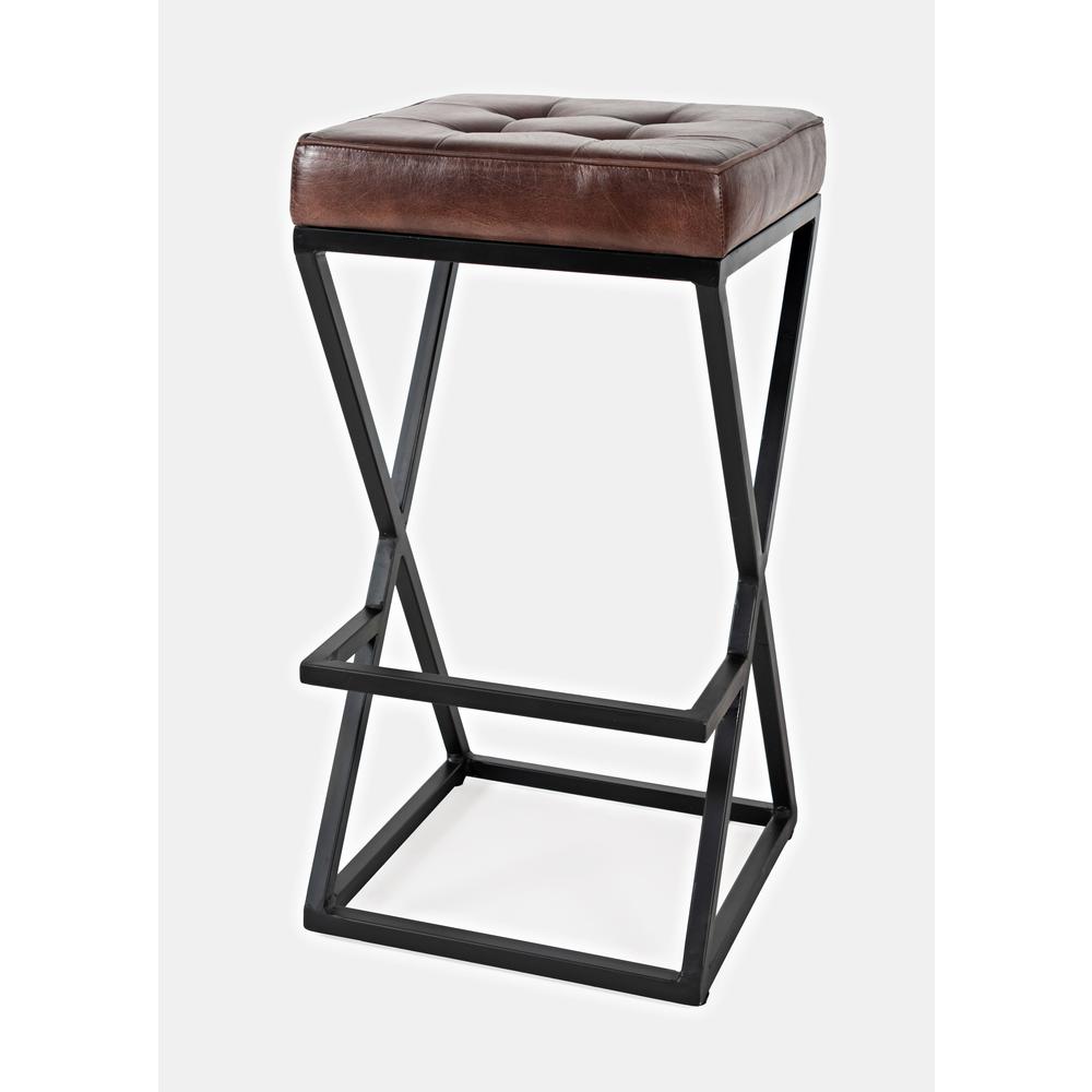 ed Modern Leather Backless Stool. Picture 1