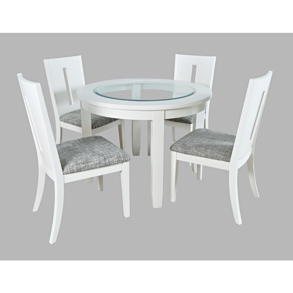 Contemporary 42" Round Five-Piece Dining Set with Upholstered Chairs. Picture 2