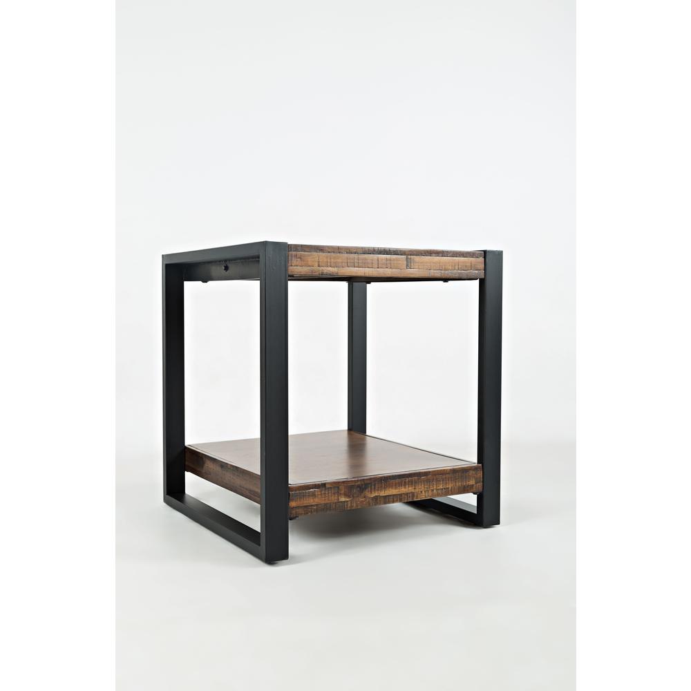 Modern Industrial Distressed Acacia End Table. Picture 3