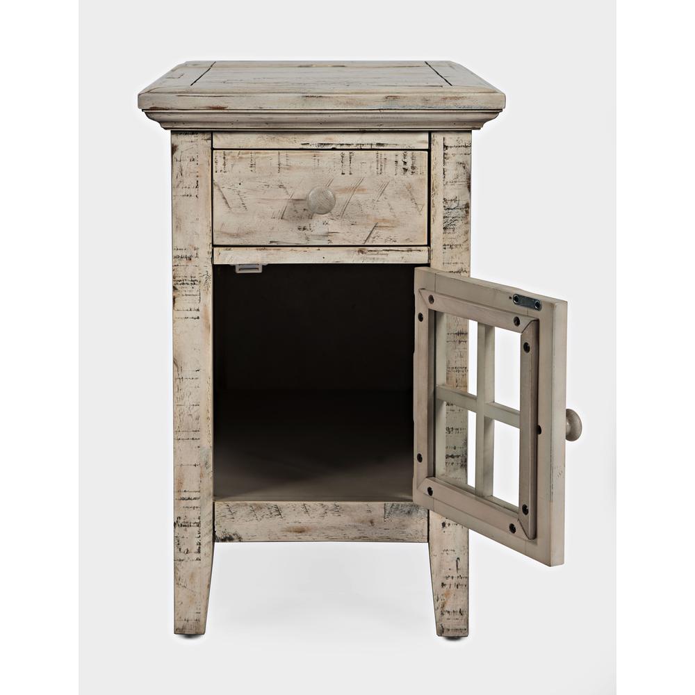 Distressed Acacia USB Charging Chairside End Table. Picture 8