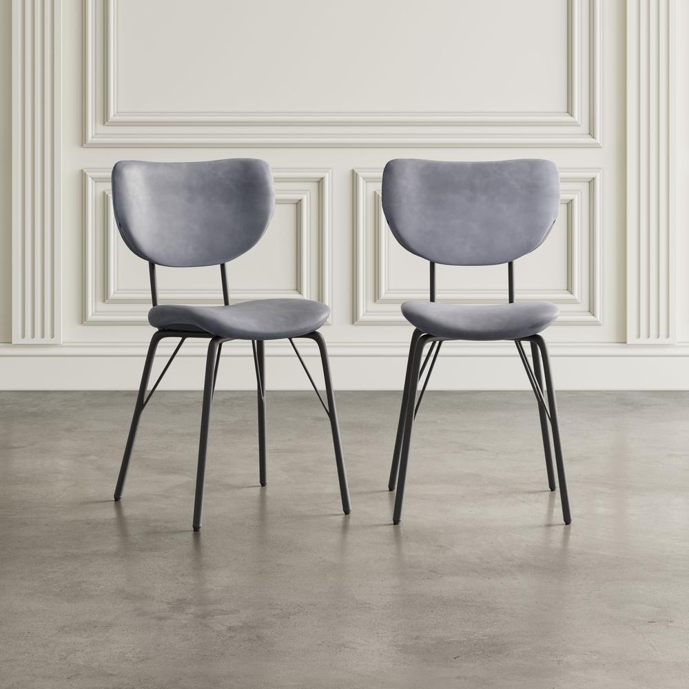 Contemporary Modern Faux Leather Split-Back Upholstered Dining Chair (Set of 2). Picture 11