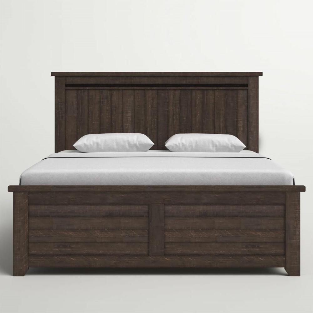 Rustic Reclaimed Pine Farmhouse King Panel Bed. Picture 1