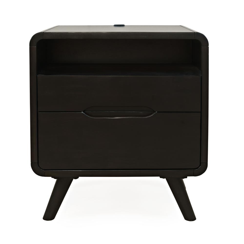 Mid-Century Modern 25" Curved Nightstand with USB Charging. Picture 11