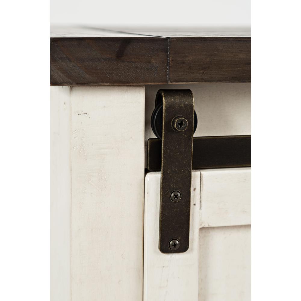 Madison County Rustic Reclaimed Pine Farmhouse 32" Barn Door Accent Cabinet, Vintage White. Picture 12