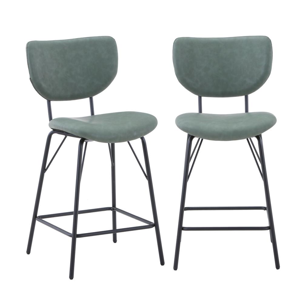 Modern Faux Leather Split-Back Upholstered Counter Height Barstool (Set of 2). Picture 6
