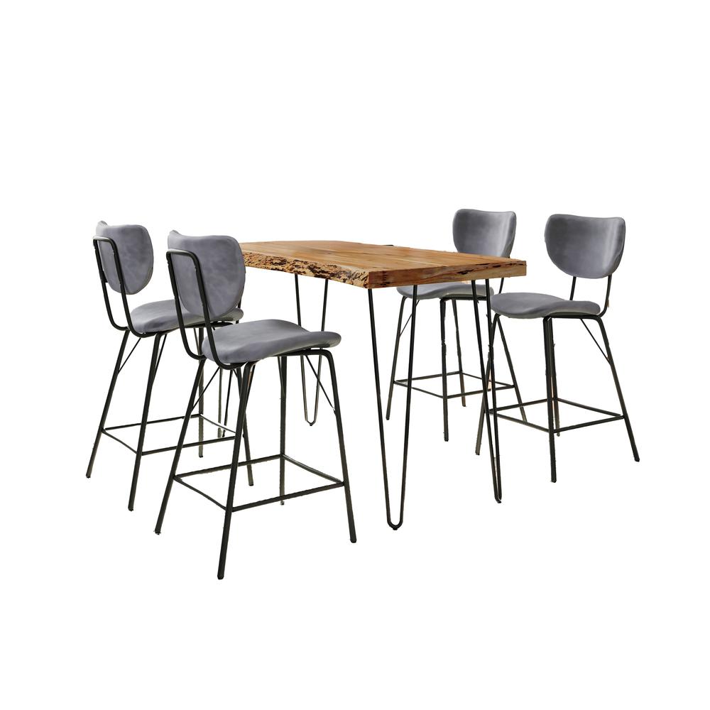 5 Piece Counter Height Dining Set with Modern Upholstered Faux Leather Barstools. Picture 1