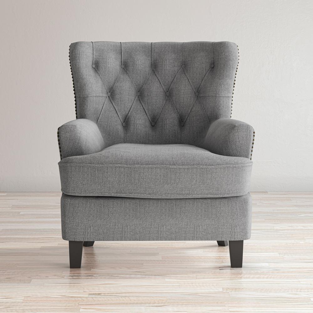 Transitional Upholstered Accent Chair with Nailhead Trim. Picture 11