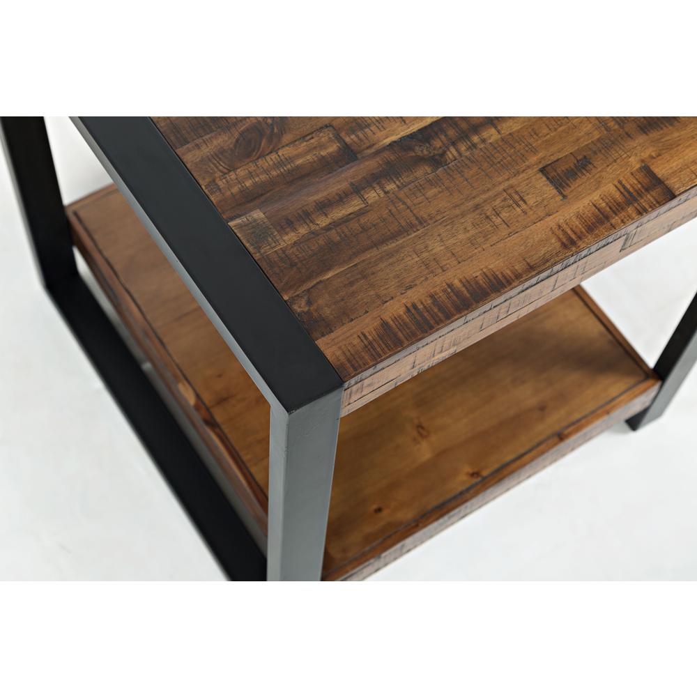 Modern Industrial Distressed Acacia End Table. Picture 6