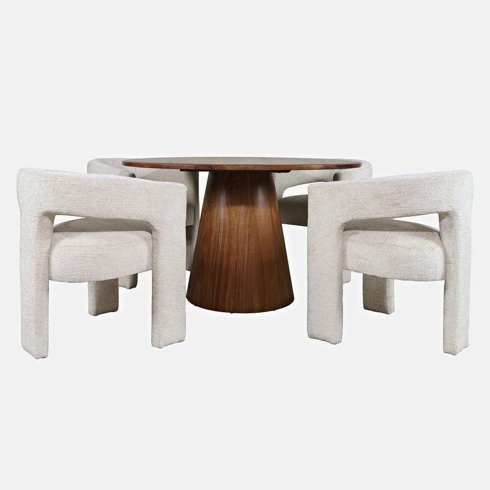 Luxury Mid-Century Modern Five Piece Dining Set with Upholstered Chairs. Picture 1