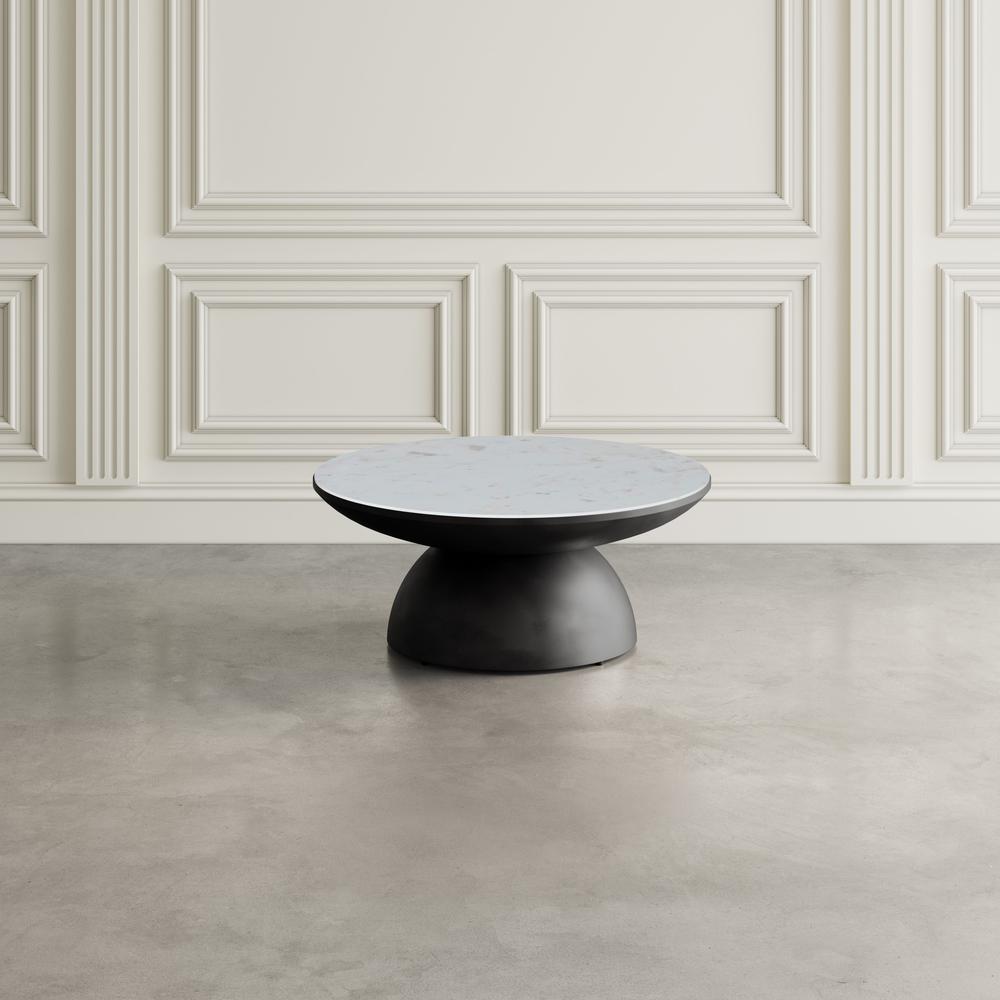 Modern Luxury Marble and Iron 35" Round Pedestal Coffee Table. Picture 8