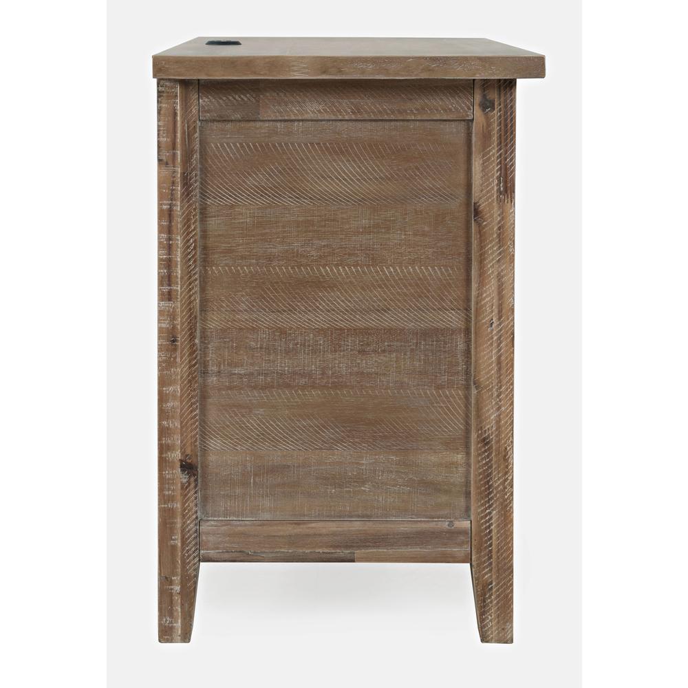 Contemporary Coastal Distressed Acacia USB Charging Nightstand. Picture 7