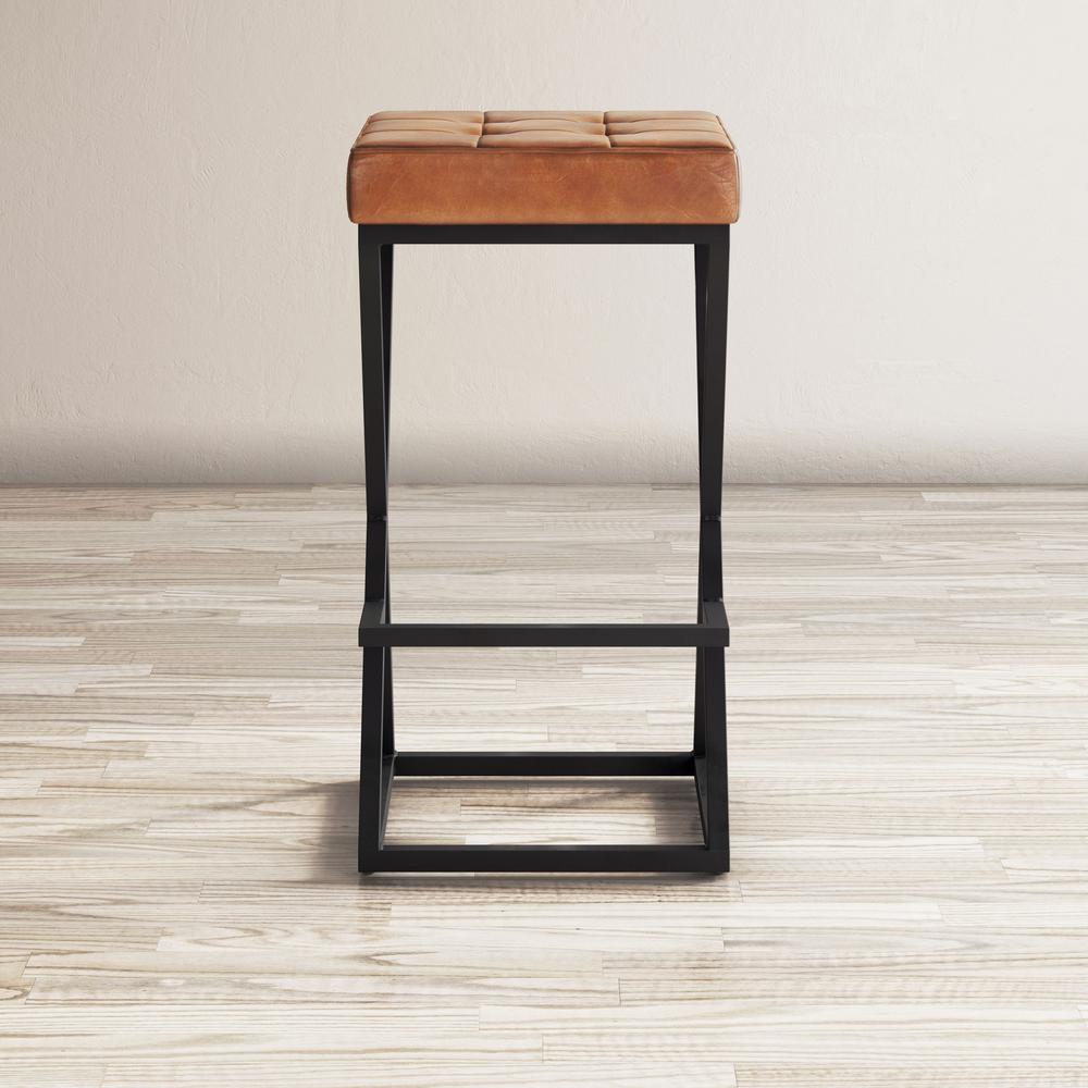 ed Modern Leather Backless Stool. Picture 9