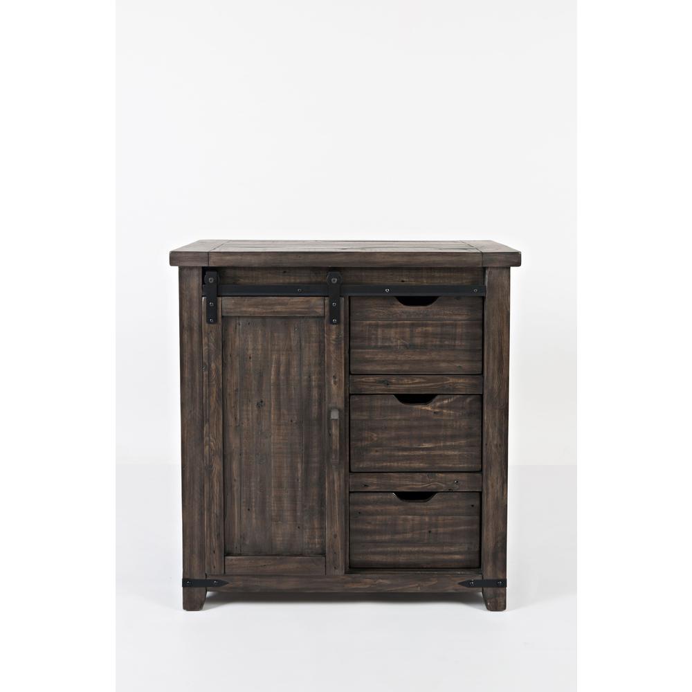 Madison County Rustic Reclaimed Pine Farmhouse 32" Barn Door Accent Cabinet, Barnwood Brown. Picture 1