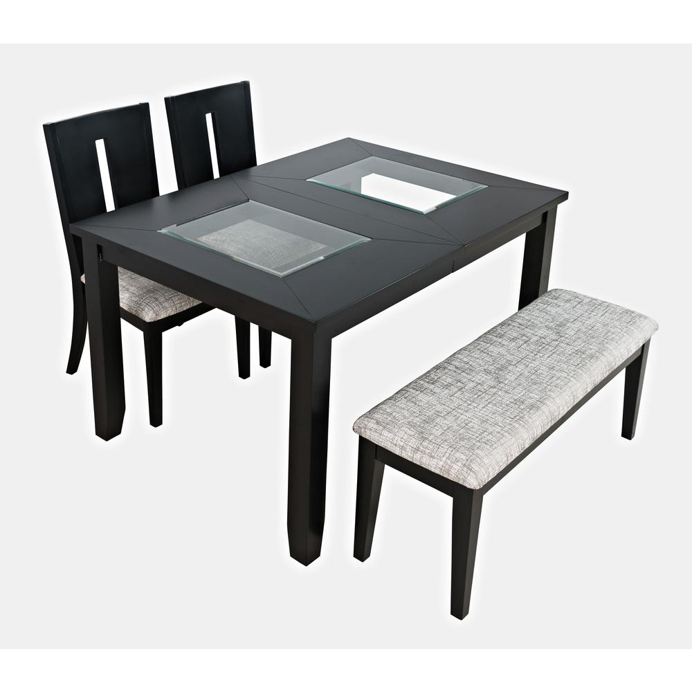 Contemporary 66" Four-Piece Dining Set with Upholstered Chairs and Bench. Picture 1