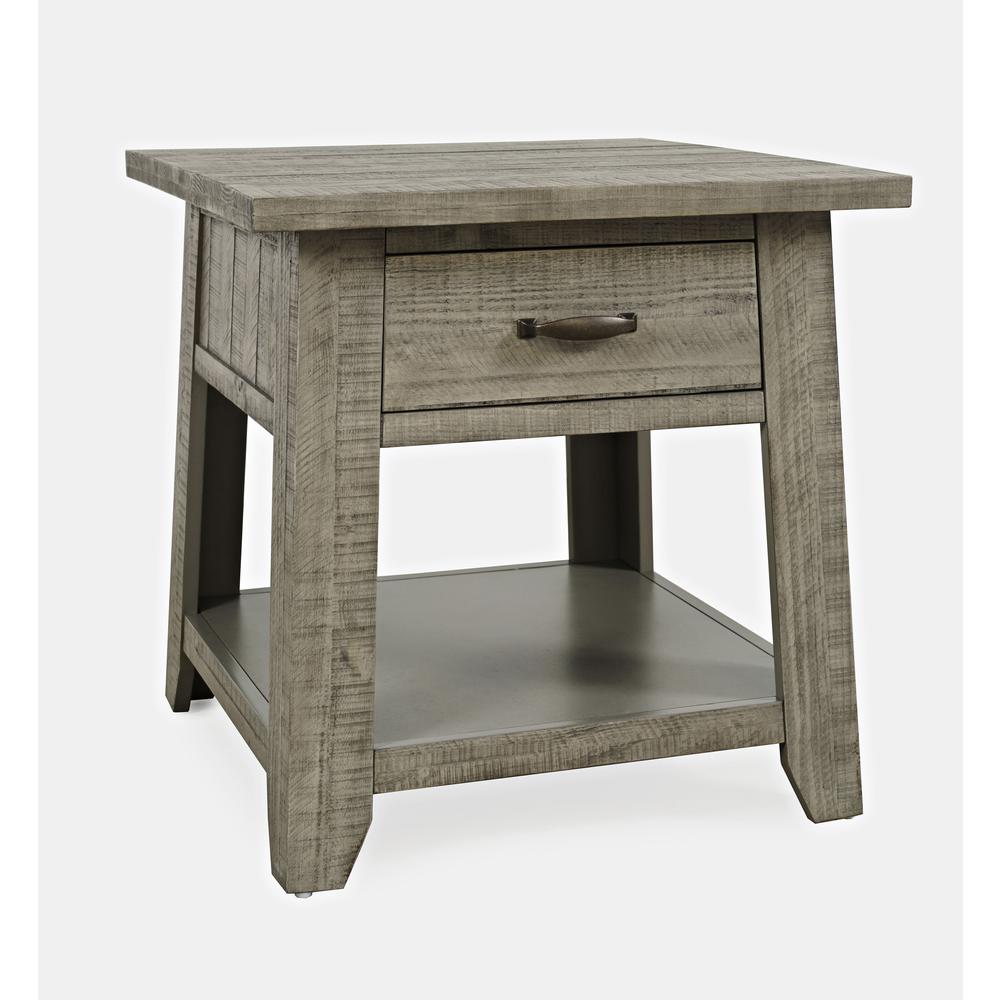 Rustic Distressed Acacia End Table with Storage. Picture 2