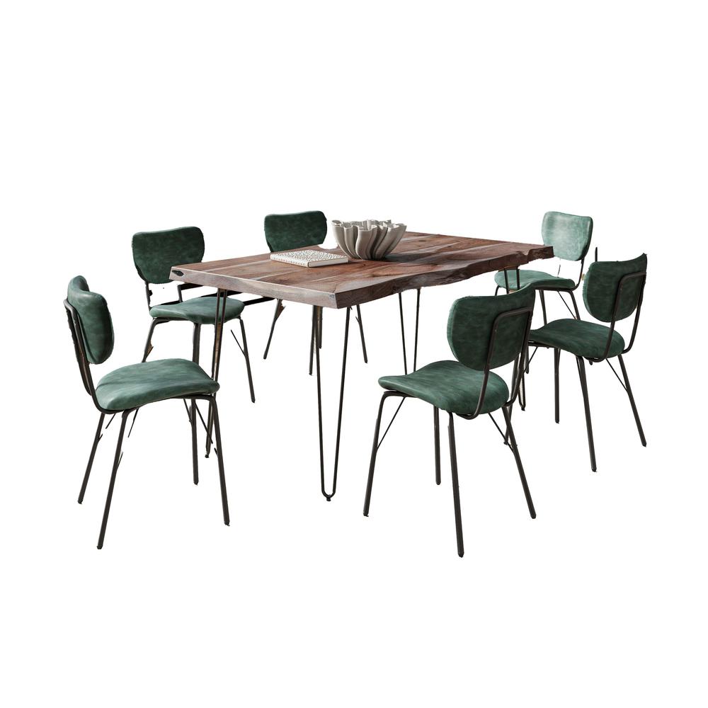 Modern Dining Set with Upholstered Contemporary Chairs - Slate and Jade. Picture 2