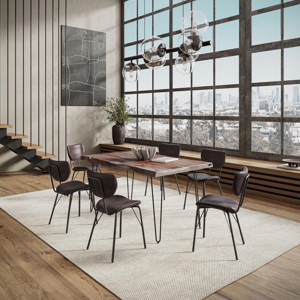 Modern Dining Set with Upholstered Contemporary Chairs - Slate and Dark Brown. Picture 9