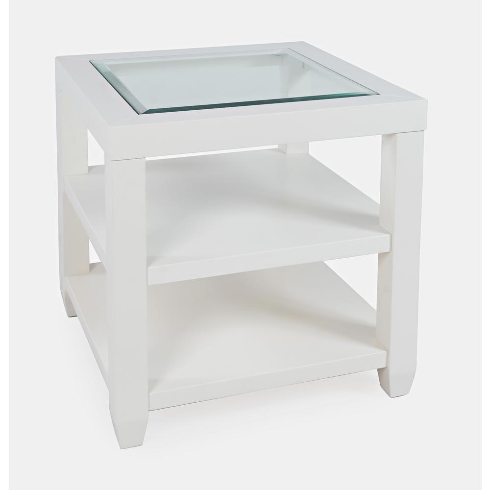 Contemporary Glass Inlay End Table with Storage. Picture 3