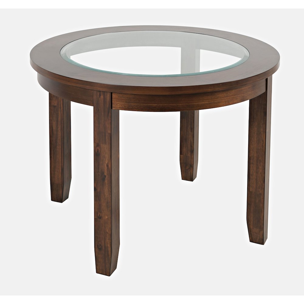 Urban Icon Contemporary 42" Round Glass Inlay Dining Table. Picture 2