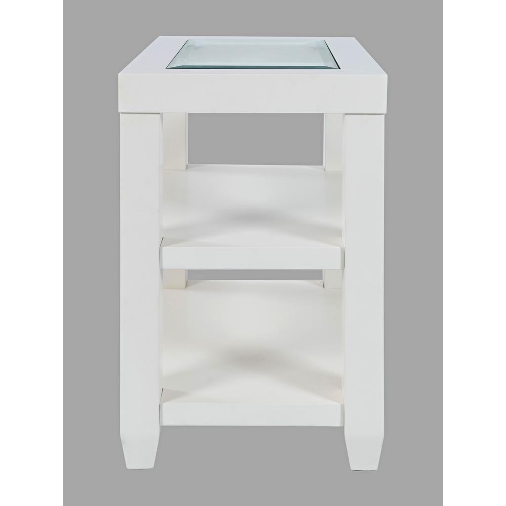 Contemporary Glass Inlay Chair Side End Table with Storage. Picture 1