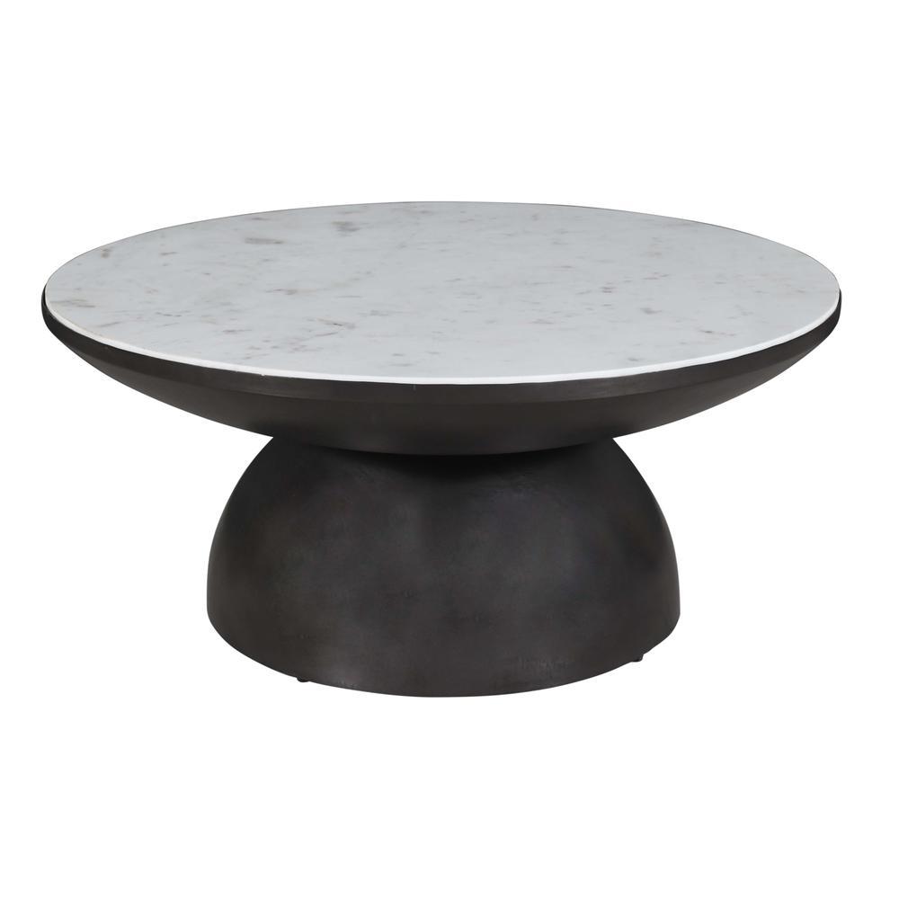 Modern Luxury Marble and Iron 35" Round Pedestal Coffee Table. Picture 2