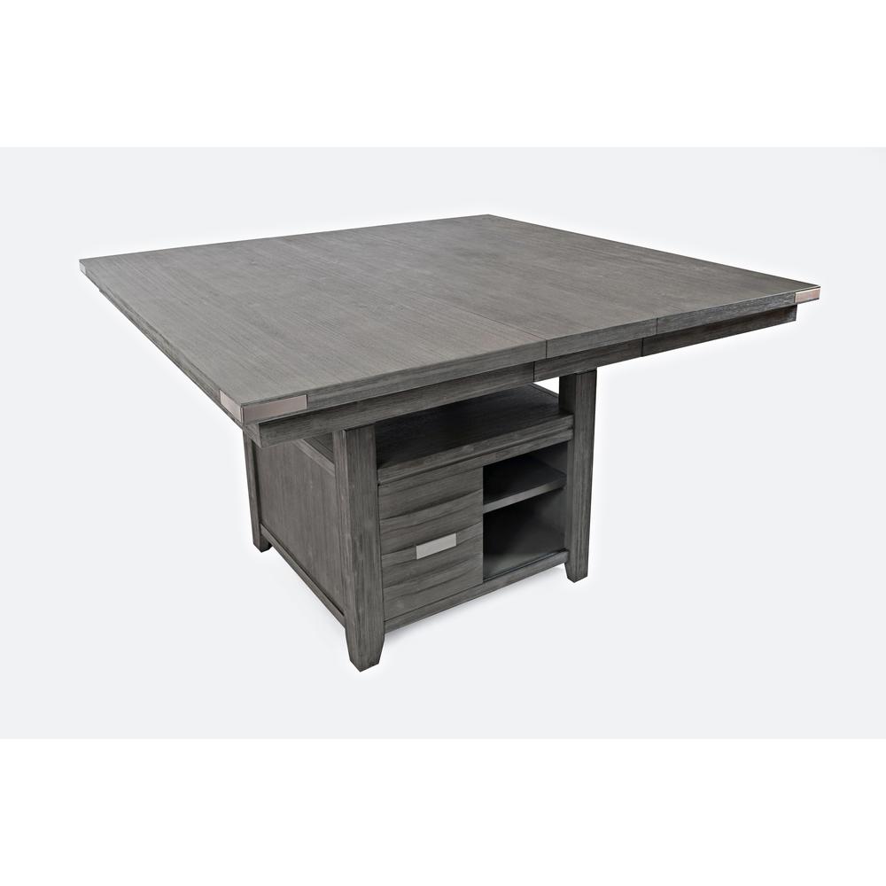 Contemporary Adjustable Height Square 60" Storage Table, Brushed Grey. Picture 2