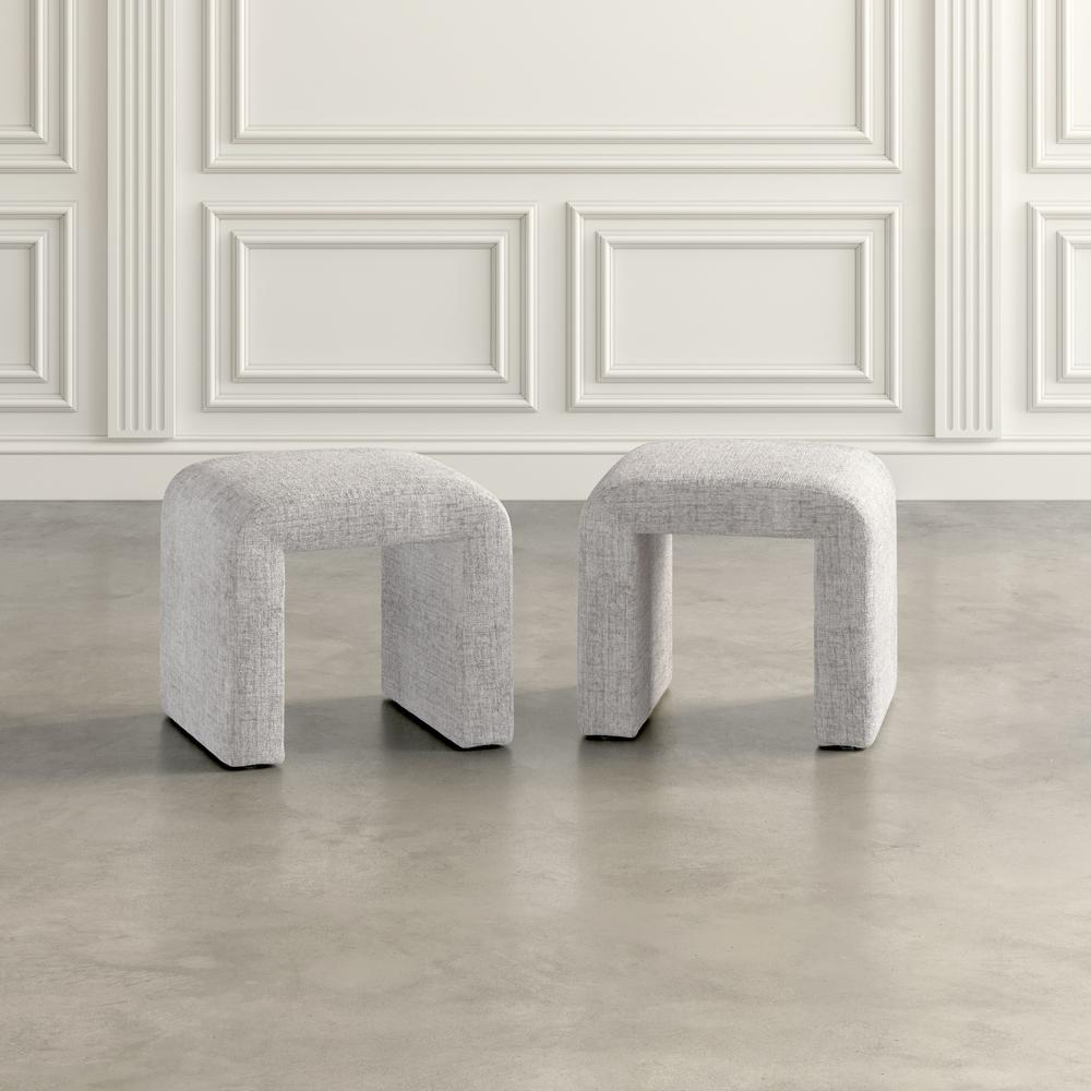 Modern Luxury Curved Upholstered Jacquard Petite Ottoman Bench - Set of 2. Picture 11