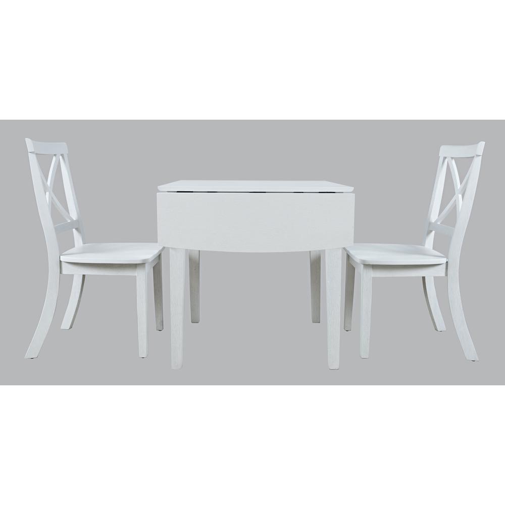 Coastal Wire-Brushed Acacia Three Piece Cross-Back Dining Set. Picture 1