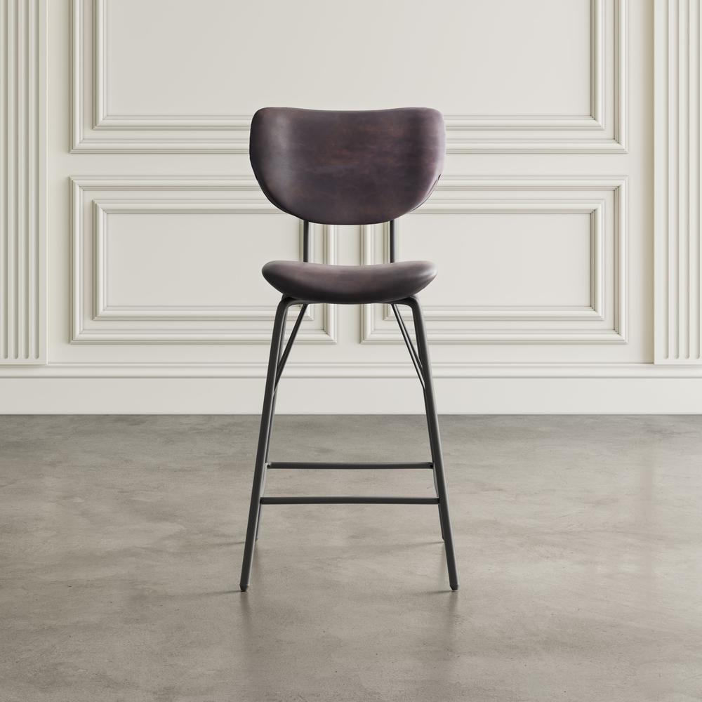 Modern Faux Leather Split-Back Upholstered Counter Height Barstool (Set of 2). Picture 12