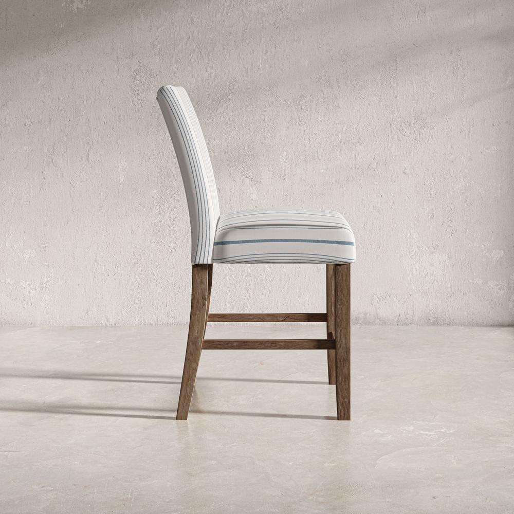 Coastal Wire-Brushed Acacia Upholstered Parsons Barstool (Set of 2). Picture 11