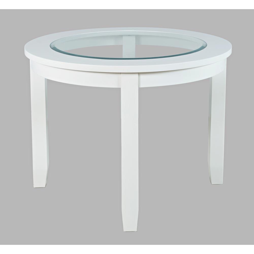 Contemporary 42" Round Glass Inlay Dining Table. Picture 2