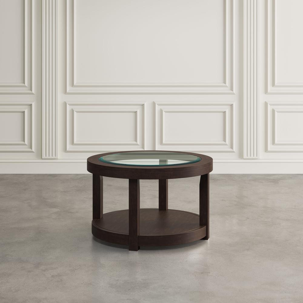 Contemporary Round Glass Inlay Coffee Table. Picture 5