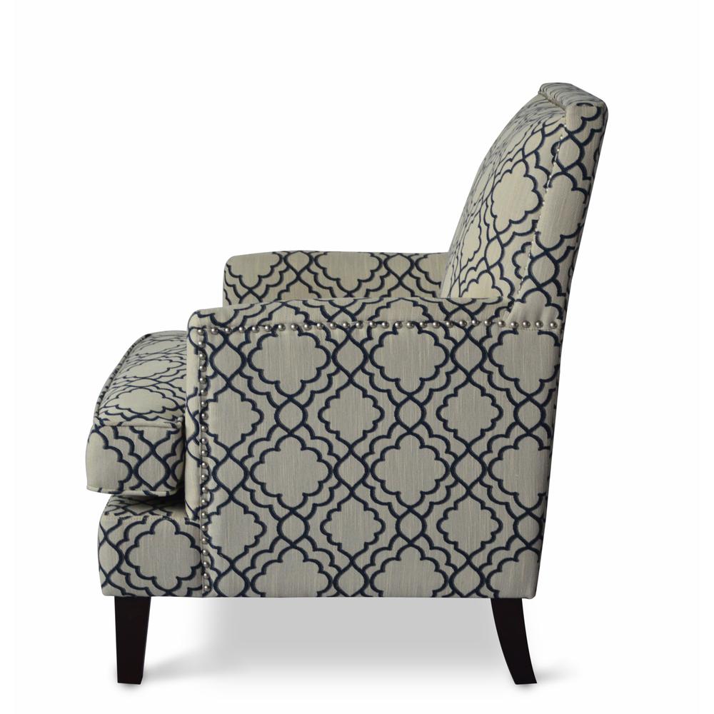 Contemporary Geometric Upholstered Accent Chair with Nailhead Trim. Picture 7