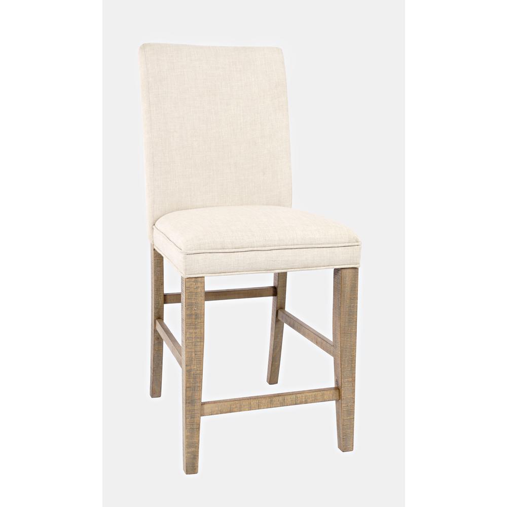 Modern Rustic Distressed Pine Upholstered Parsons Stool (Set of 2). Picture 3