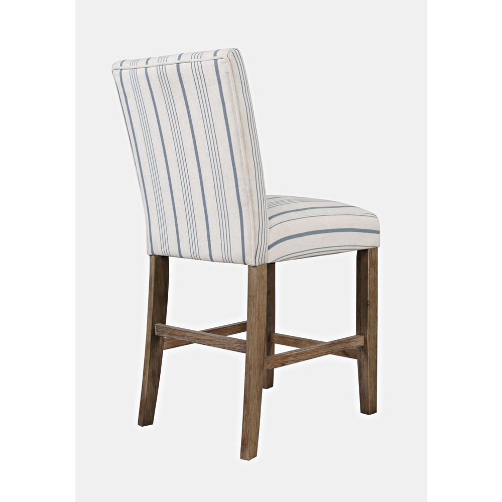 Coastal Wire-Brushed Acacia Upholstered Parsons Barstool (Set of 2). Picture 4