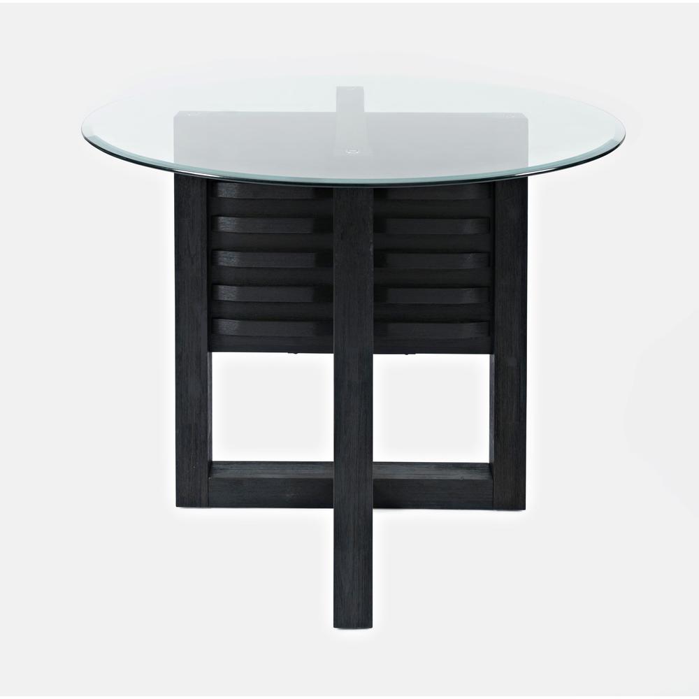 Contemporary 48" Round Counter Height Table with Glass Top. Picture 1