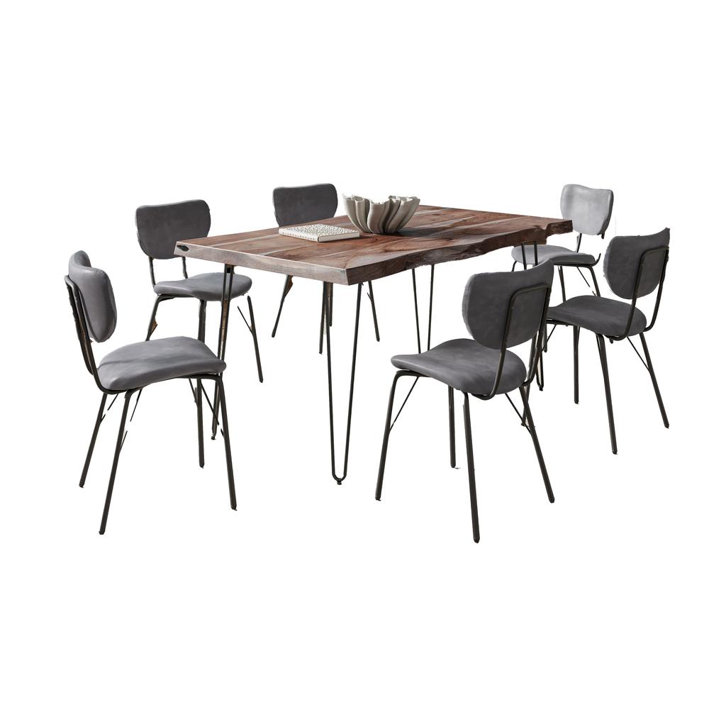 Modern Dining Set with Upholstered Contemporary Chairs - Slate and Grey. Picture 2