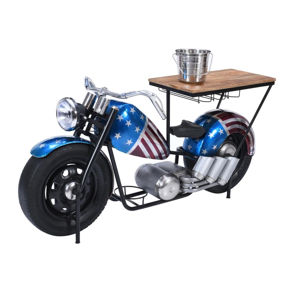 70" Patriotic American Flag Motorcycle Bar Console Table with Storage. Picture 11